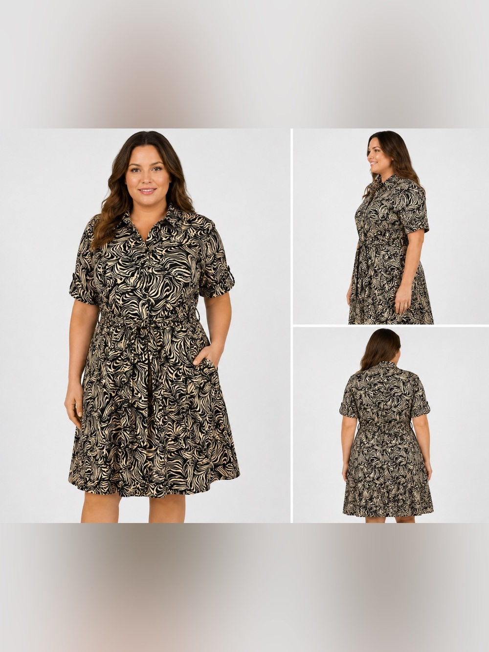 Shelby & Palmer Abstract Shirt Dress Size 14